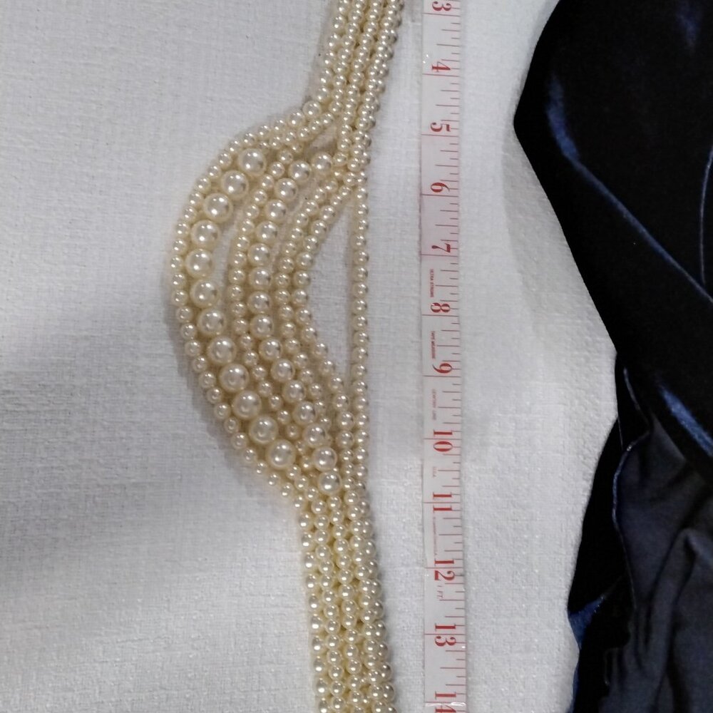 Vintage Faux Pearls Beads necklace 18" length Chocked Chunky Elegant Classic 001 - Picture 12 of 14